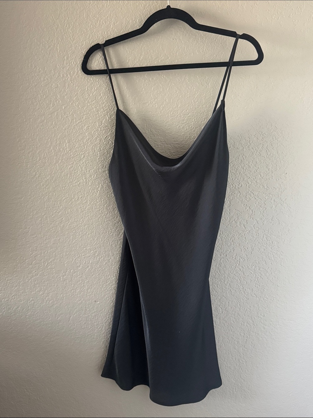 Black Slip Dress with Cowl Neck